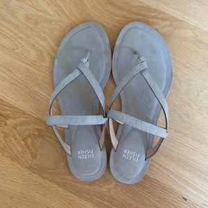 NWOT Eileen Fisher Silver Washed Bare Sandals